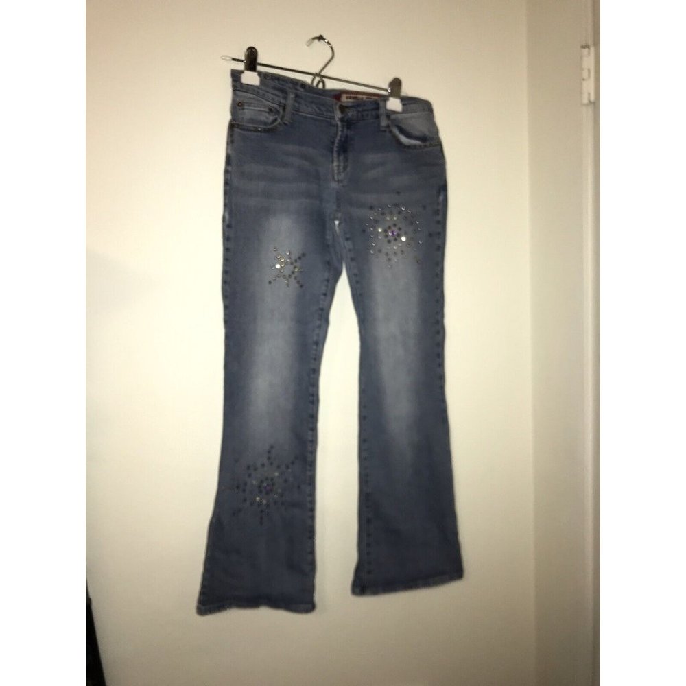 Vanilla Star Jeans Women 9 32x27 Denim Metal Studded Stretch Boot Cut